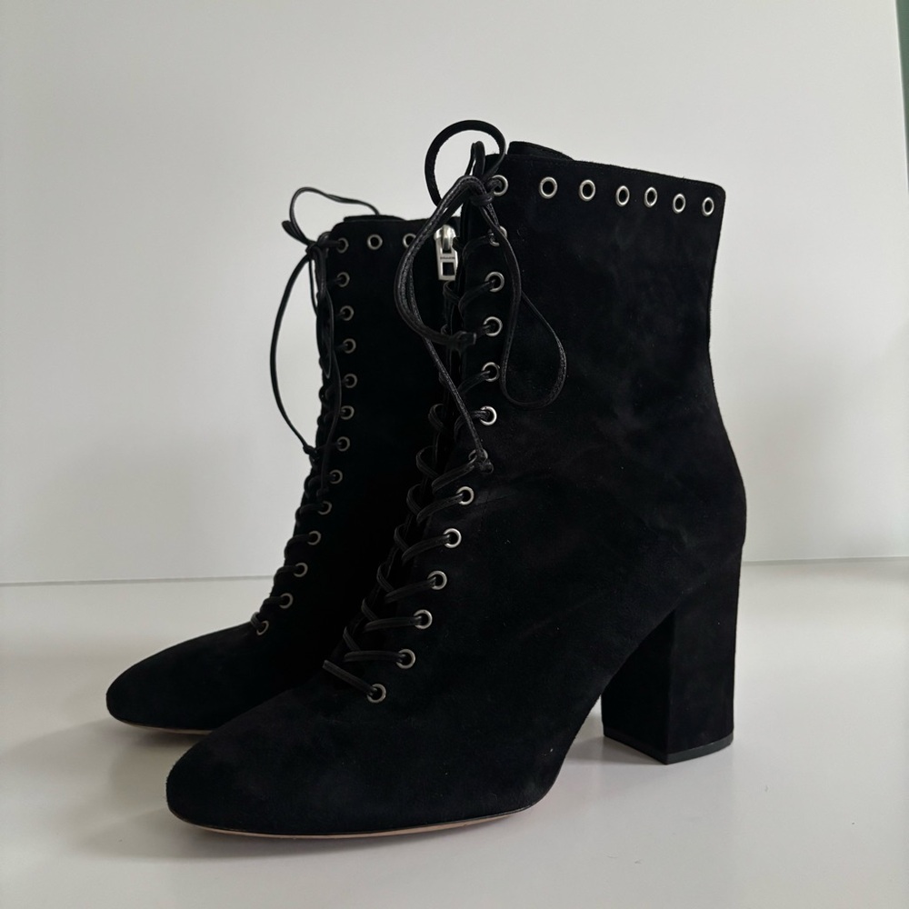 Coach Dean Lace-Up Suede Bootie Block Heel | Size 9.5